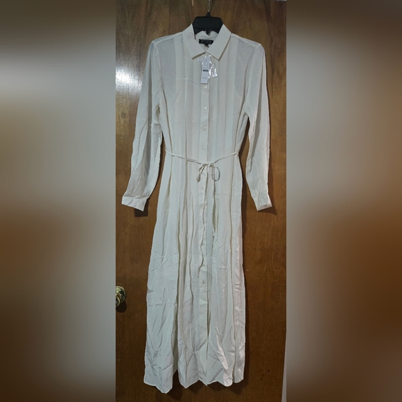 NWT J. CREW Drapey Pleated Shirtdress in Ivory Size 4 - Picture 4 of 6